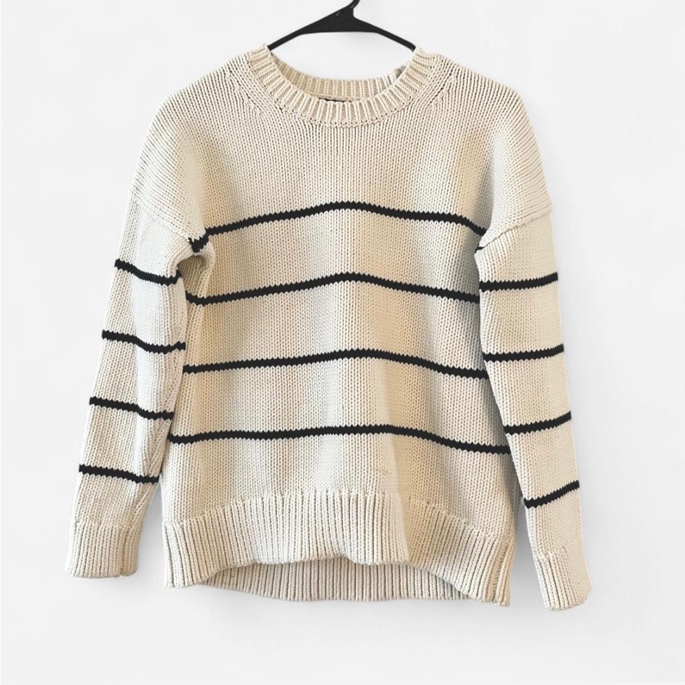 Banana Republic Cream and Black Striped Sweater